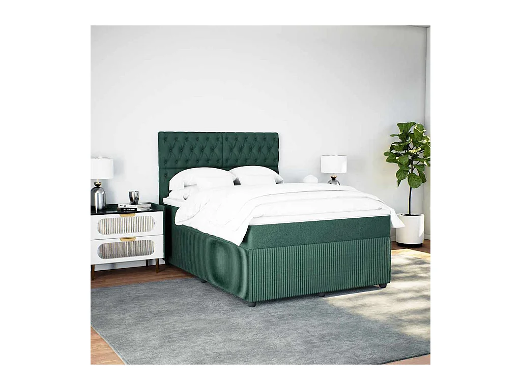 Sommier à lattes de lit et matelas Vert foncé 140x200cm Velours