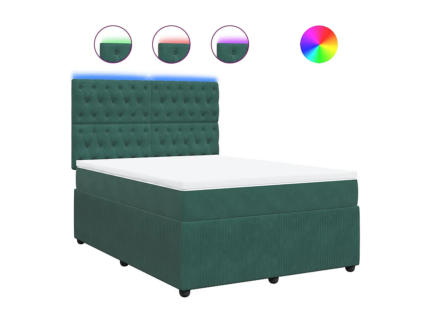 Boxspringbett mit Matratze Dunkelgrün 140x200 cm Samt