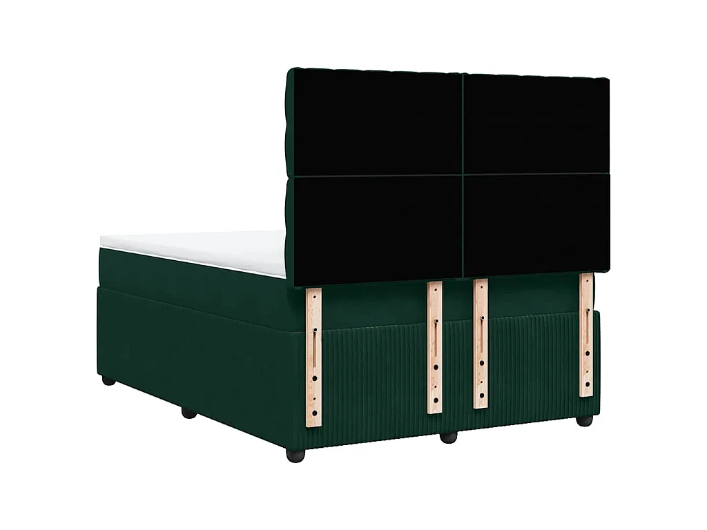 Cama box spring con colchón terciopelo verde oscuro 140x200 cm