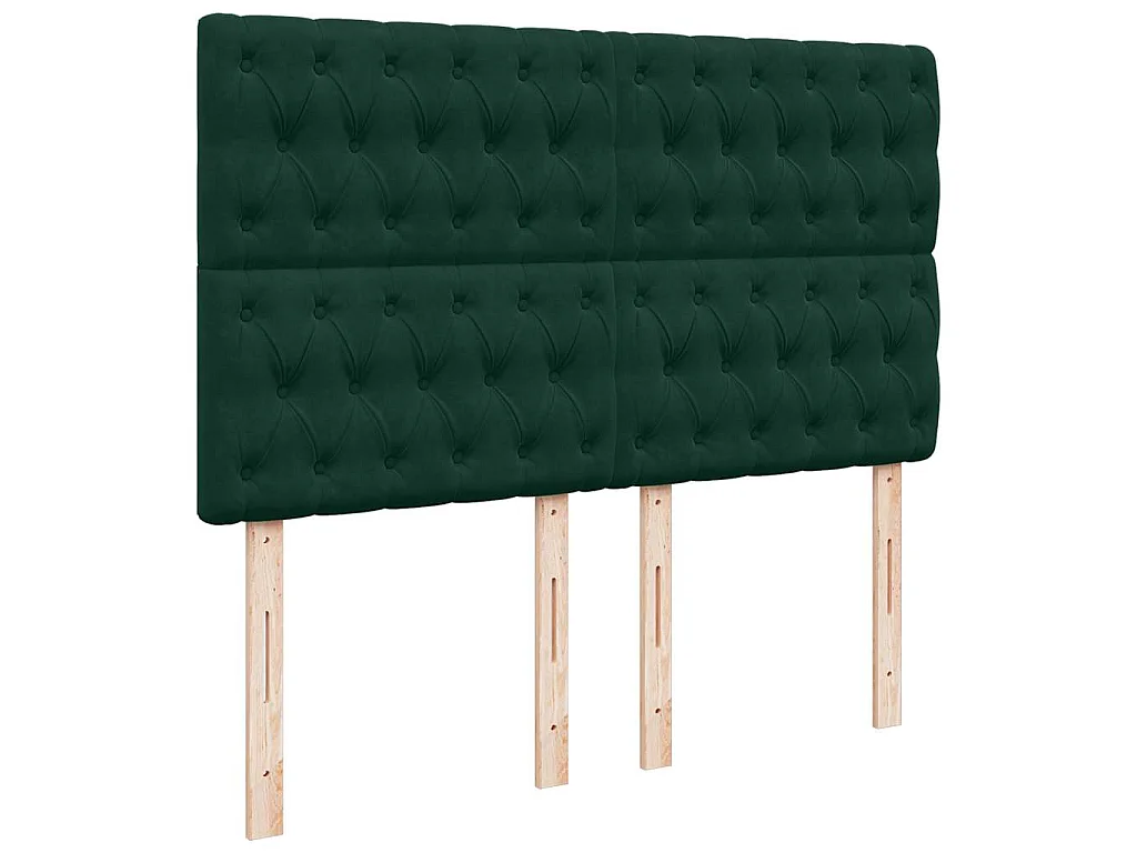 Cama box spring con colchón terciopelo verde oscuro 140x200 cm