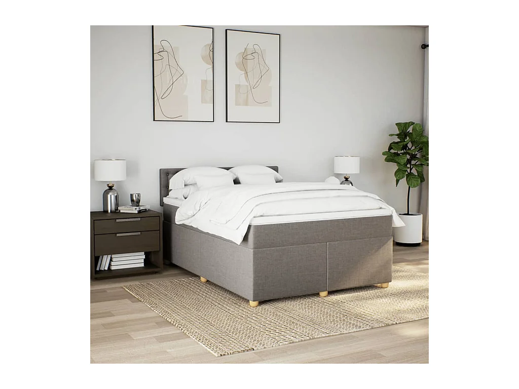 Sommier à lattes de lit avec matelas Taupe 140x200 cm Tissu