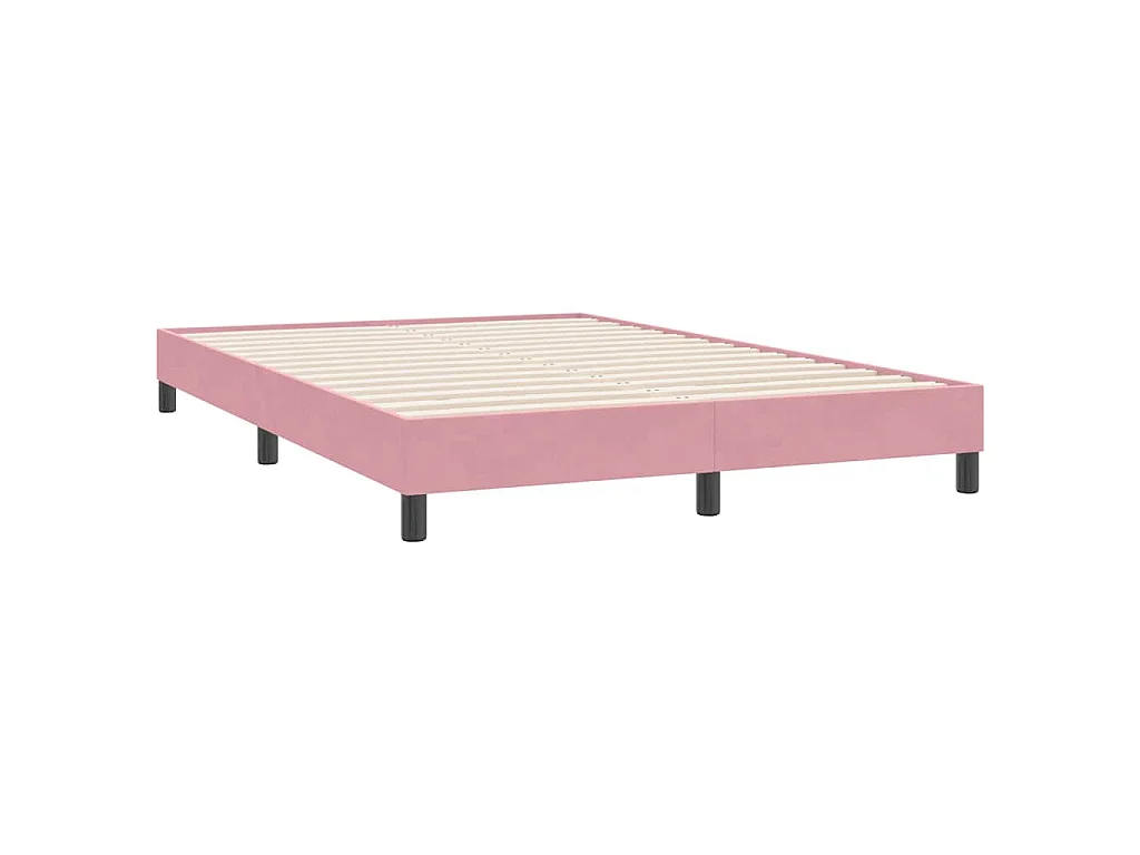 Cama box spring sin colchón rosa terciopelo 140x220 cm