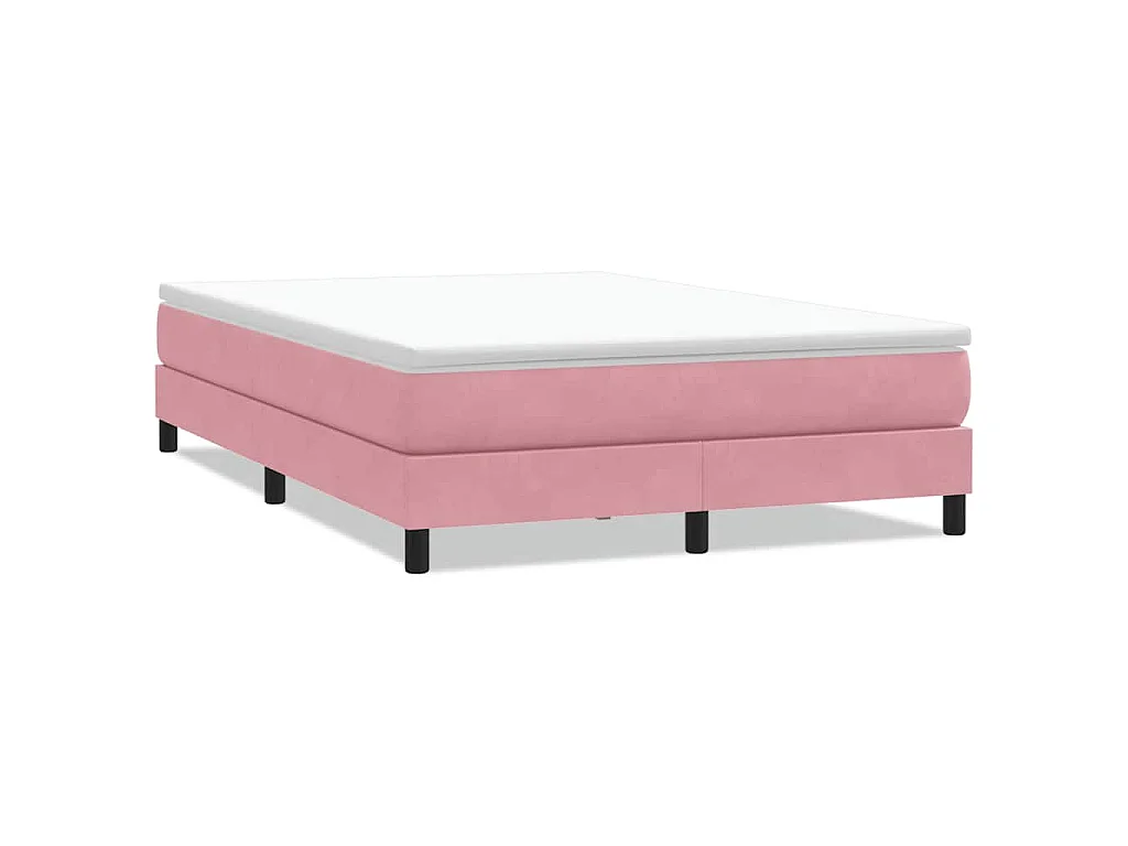 Cama box spring sin colchón rosa terciopelo 140x220 cm