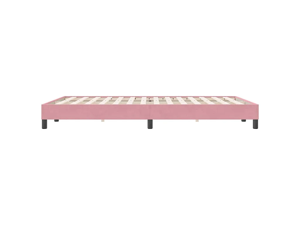 Cama box spring sin colchón rosa terciopelo 140x220 cm