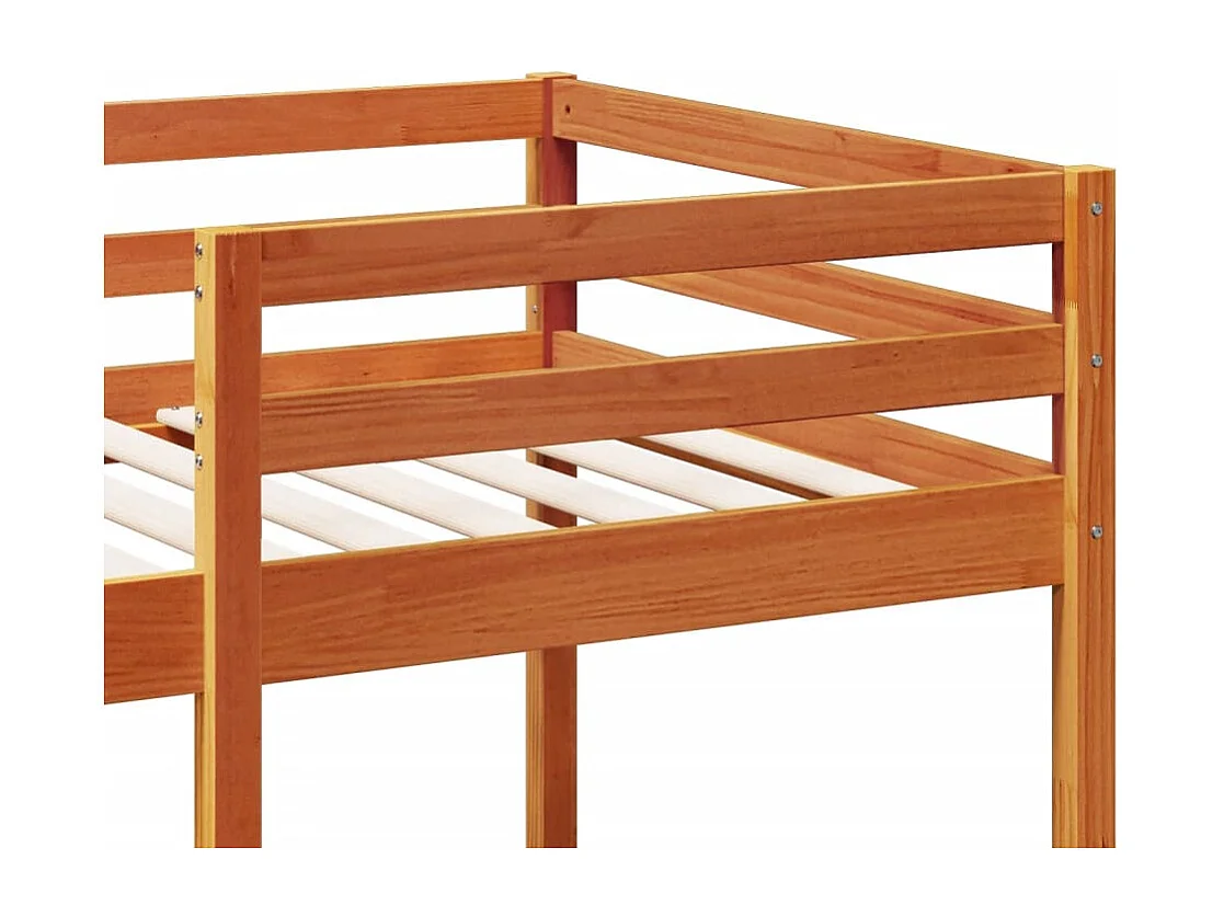 Lit mezzanine avec bureau et étagères brun cire 90x200 cm pin