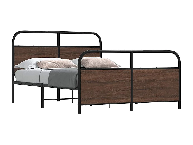 Metallbett ohne Matratze Braun Eichen-Optik 140x190 cm