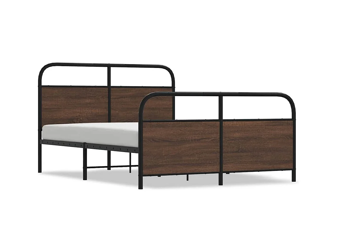 Metallbett ohne Matratze Braun Eichen-Optik 140x190 cm
