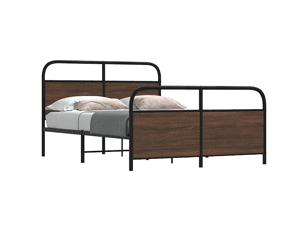 Cadre de lit en métal sans matelas chêne marron 140x190 cm