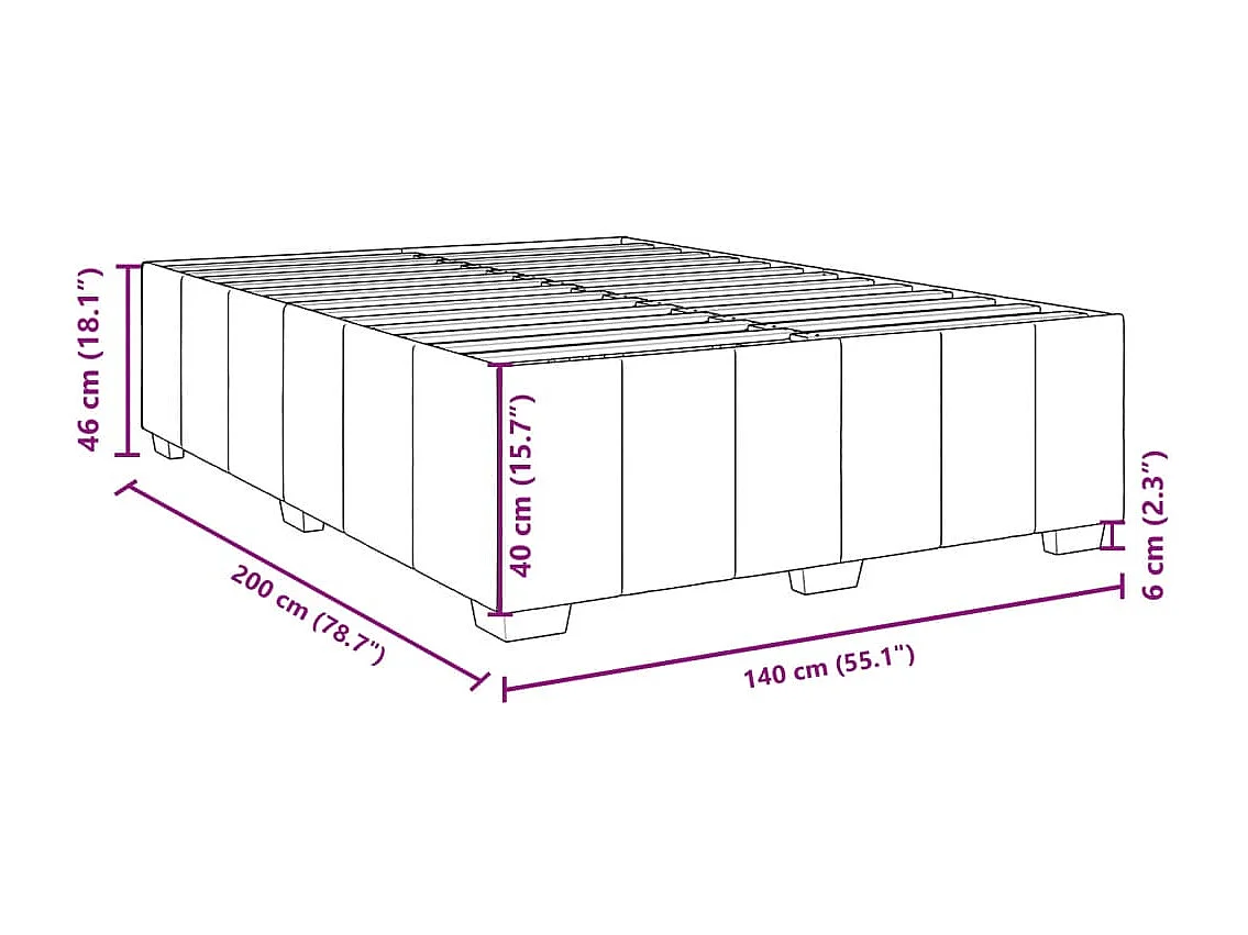 Cama box spring con colchón tela gris claro 140x200 cm