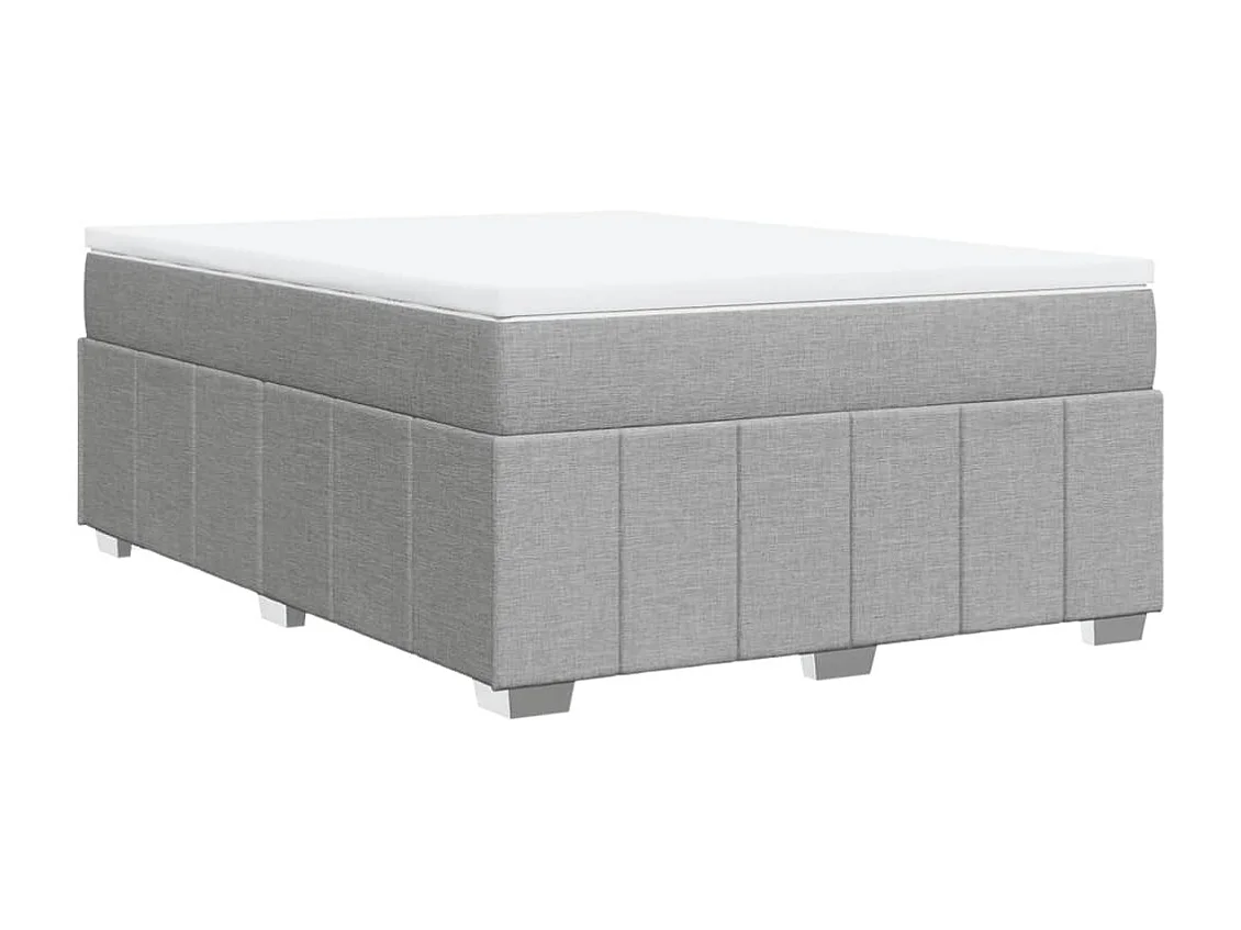 Cama box spring con colchón tela gris claro 140x200 cm