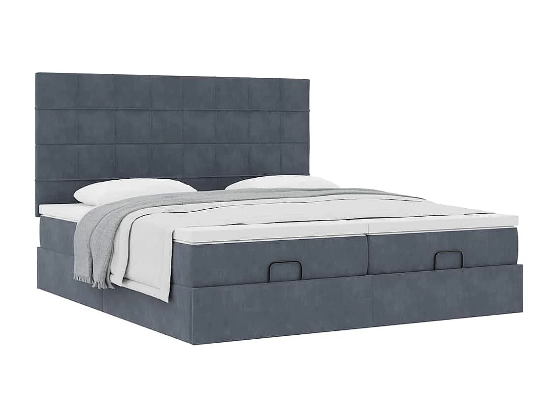 Ottoman-Bett mit Matratzen Dunkelgrau 160x200 cm Samt