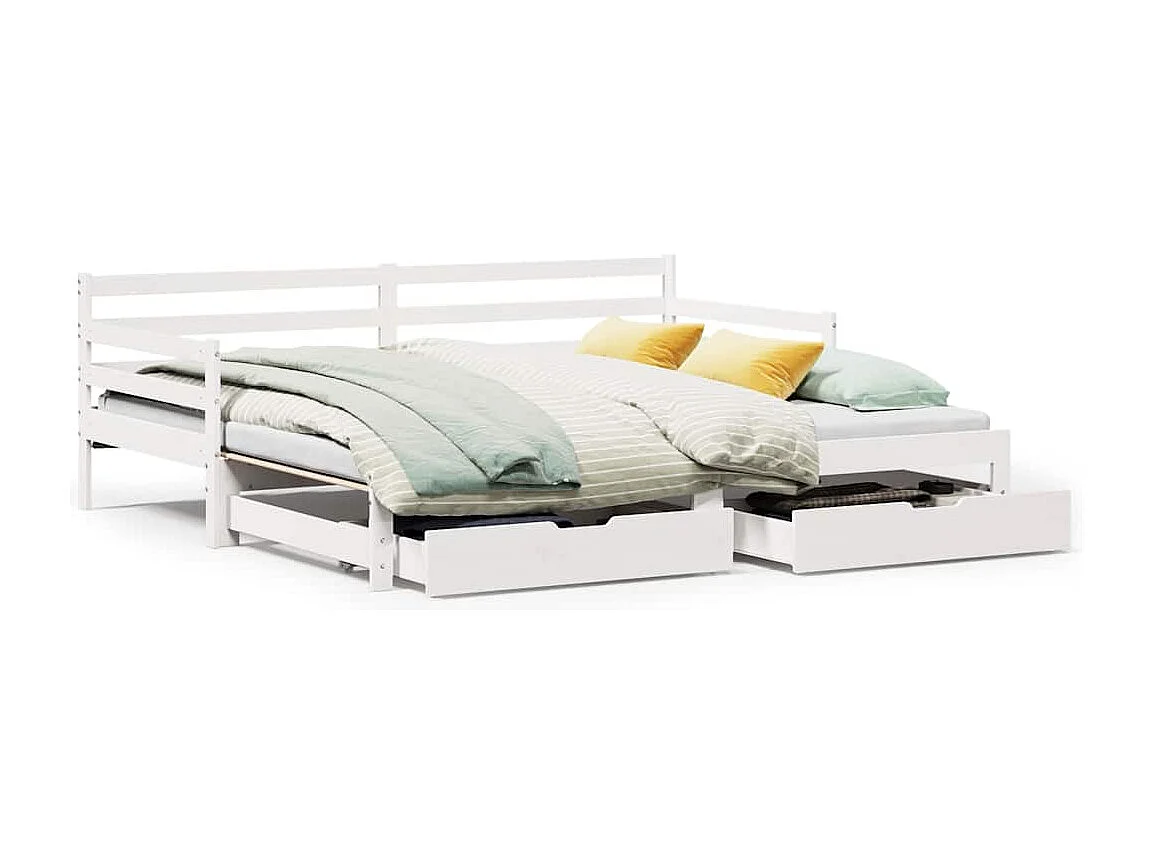 Sofá-cama com gavetão e gavetas sem colchão 90x190 cm branco