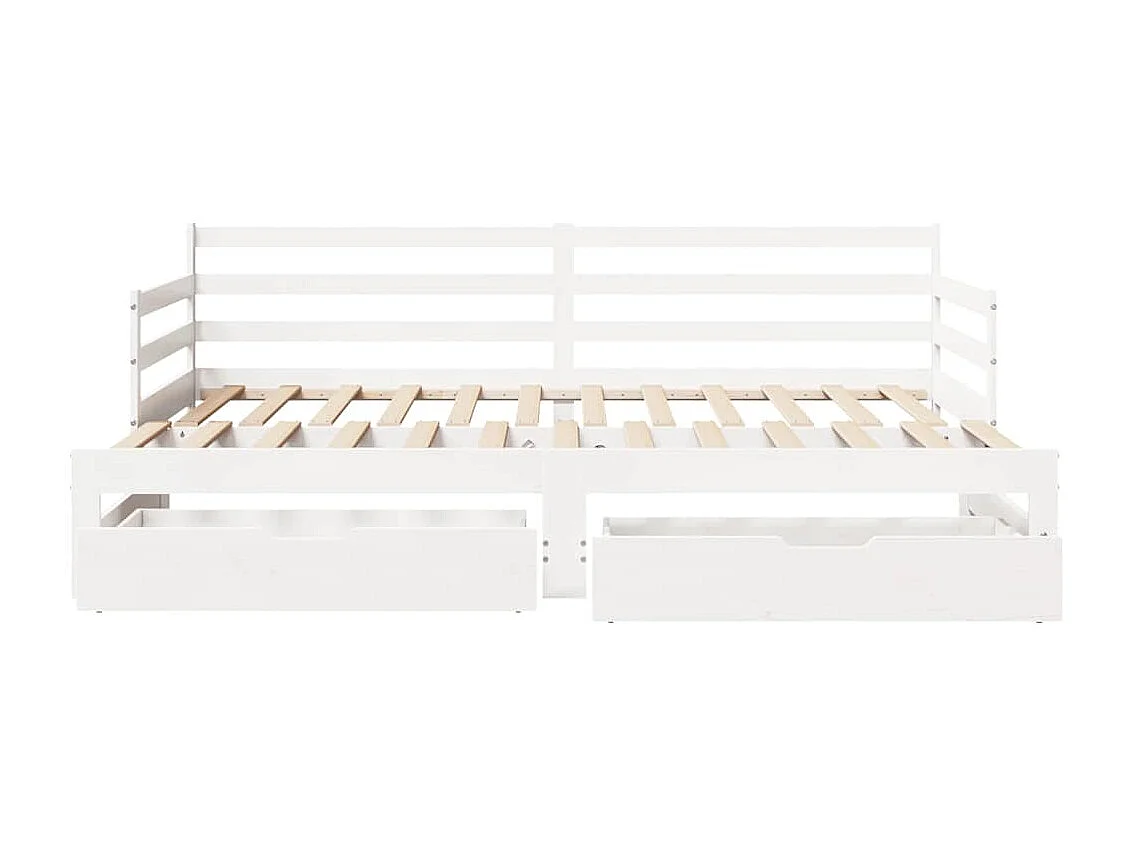 Sofá-cama com gavetão e gavetas sem colchão 90x190 cm branco
