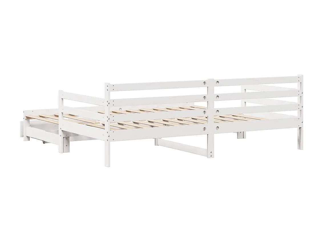 Sofá-cama com gavetão e gavetas sem colchão 90x190 cm branco