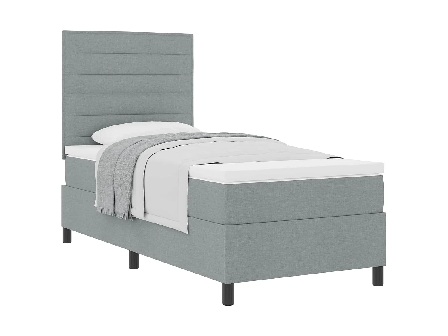 Boxspringbed met matras Lichtgrijs 90 x 200 cm Stof