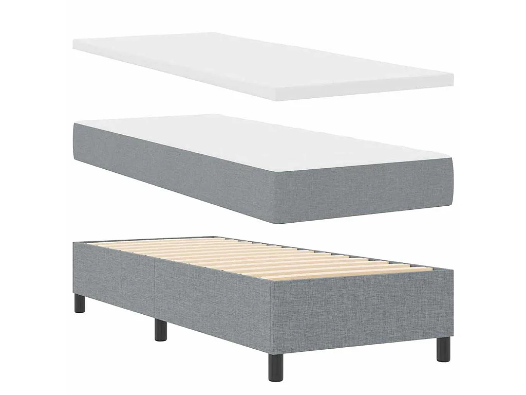 Boxspringbed met matras Lichtgrijs 90 x 200 cm Stof