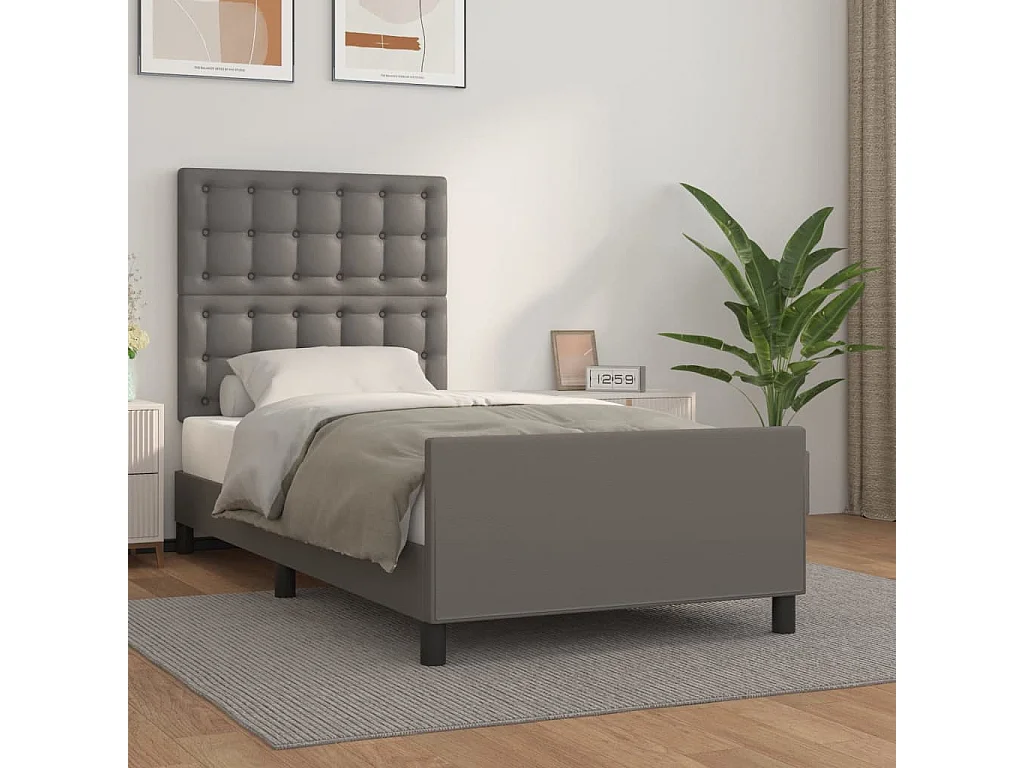 Cadre de lit sans matelas gris 90x190 cm similicuir