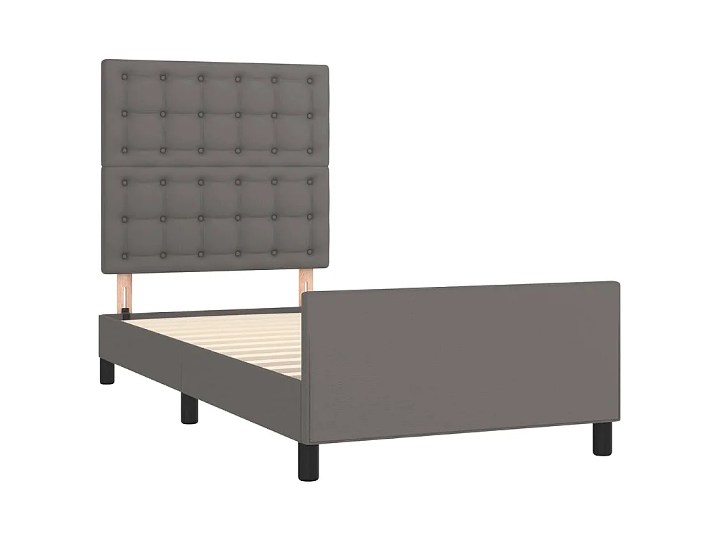 Cadre de lit sans matelas gris 90x190 cm similicuir