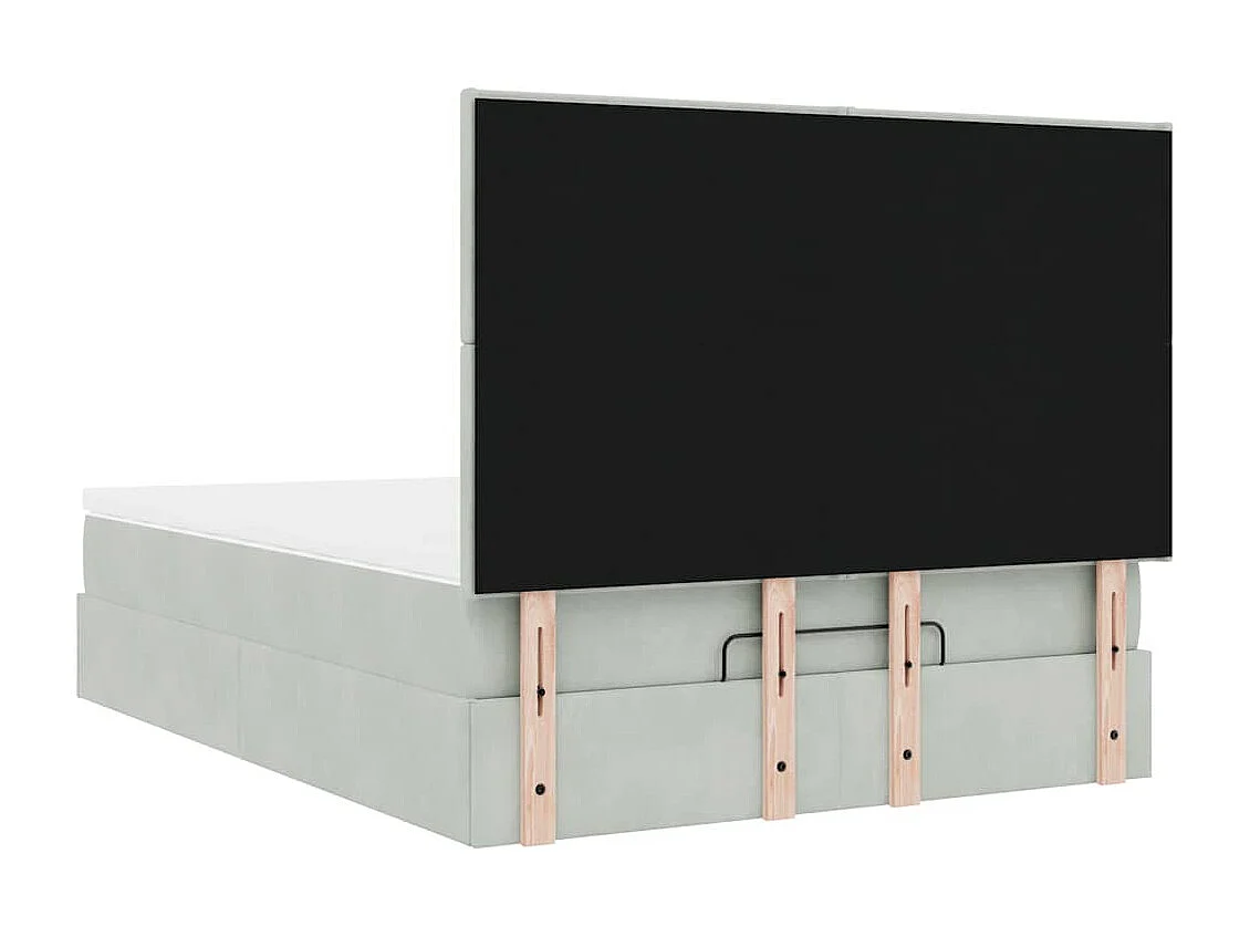 Estrutura cama otomana colchões 140x200cm veludo cinzento claro