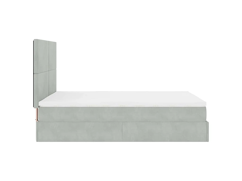 Estrutura cama otomana colchões 140x200cm veludo cinzento claro