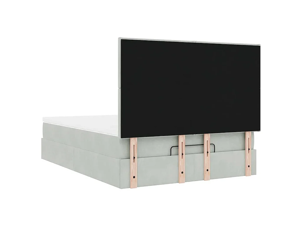 Estrutura cama otomana colchões 140x200cm veludo cinzento claro