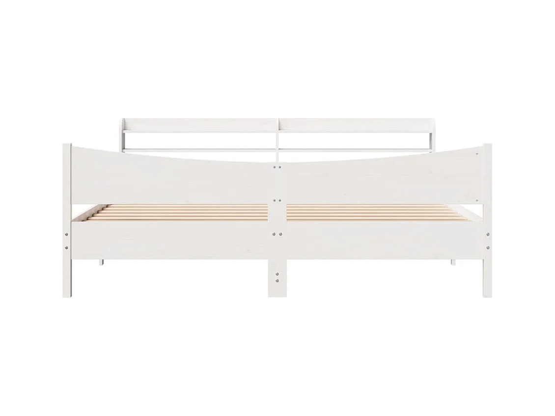 Cadre de lit et tête de lit blanc 180x200 cm bois de pin massif