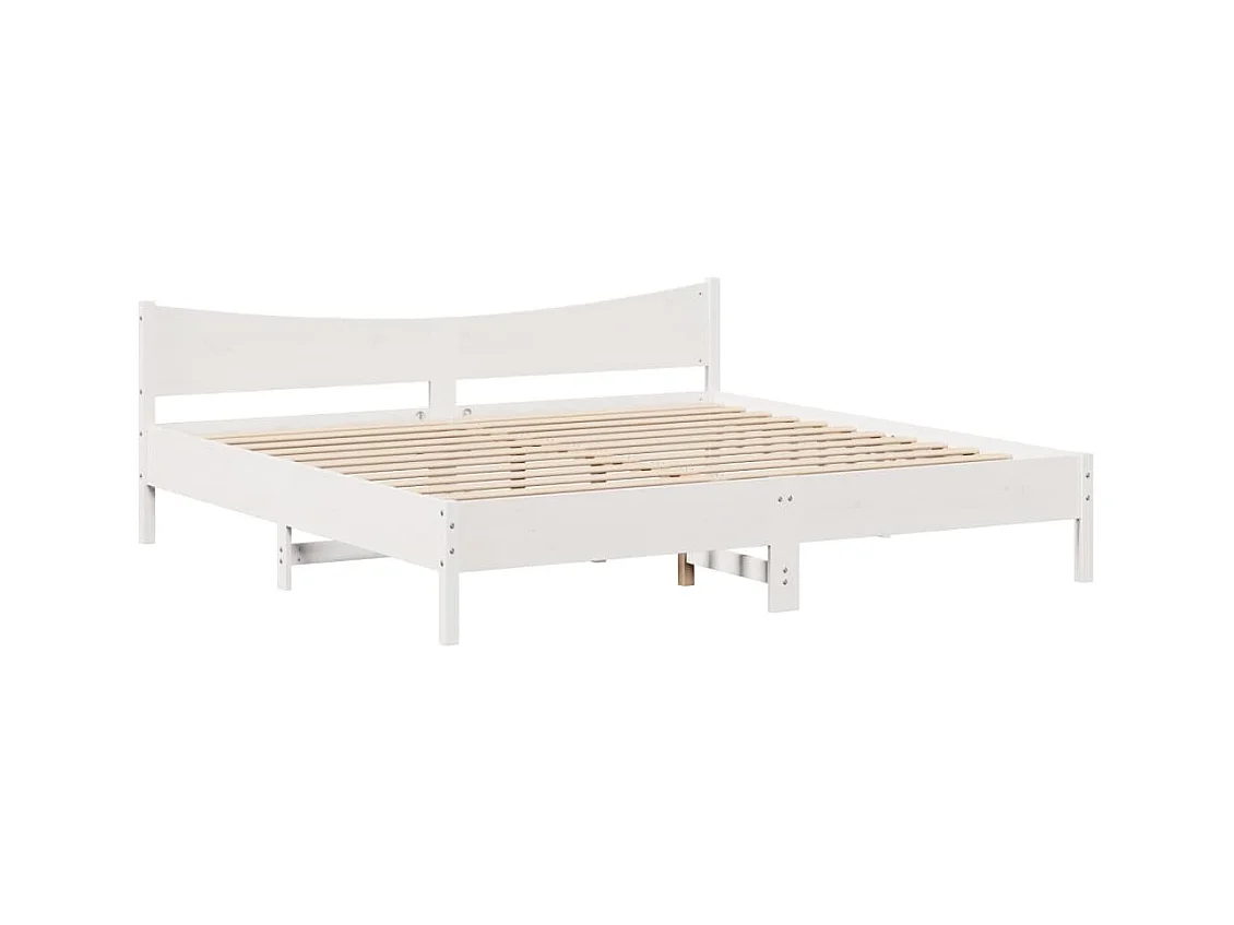 Cadre de lit et tête de lit blanc 180x200 cm bois de pin massif