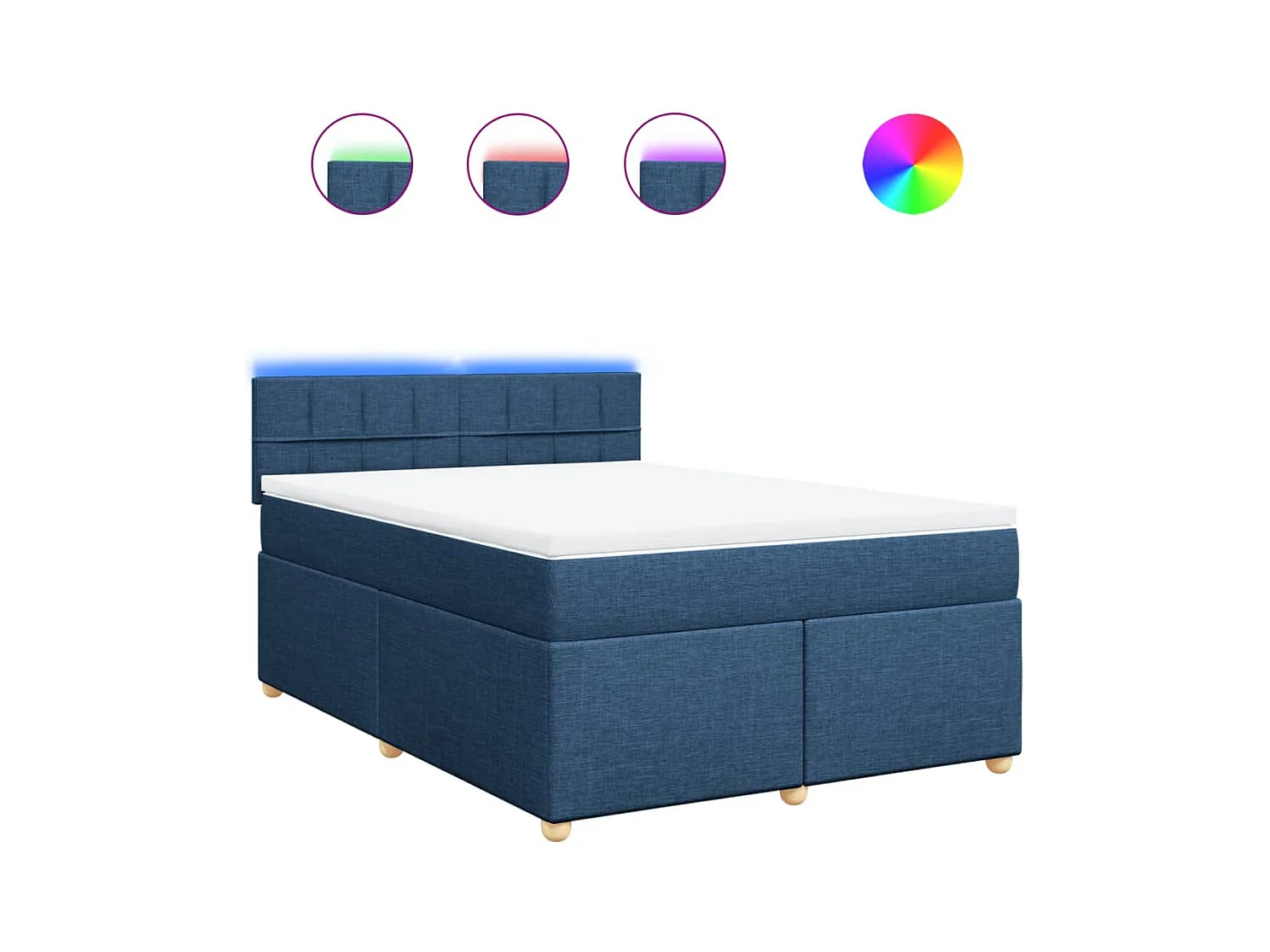 Giroletto a Molle con Materasso Blu 140x200 cm in Tessuto