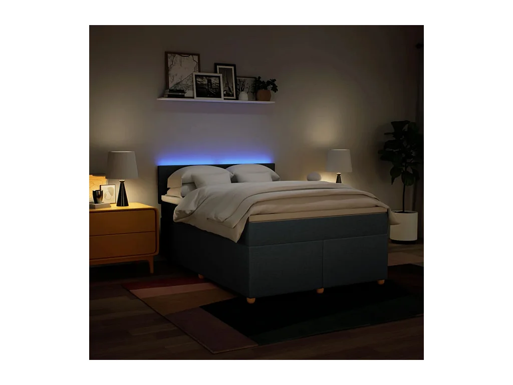 Giroletto a Molle con Materasso Blu 140x200 cm in Tessuto