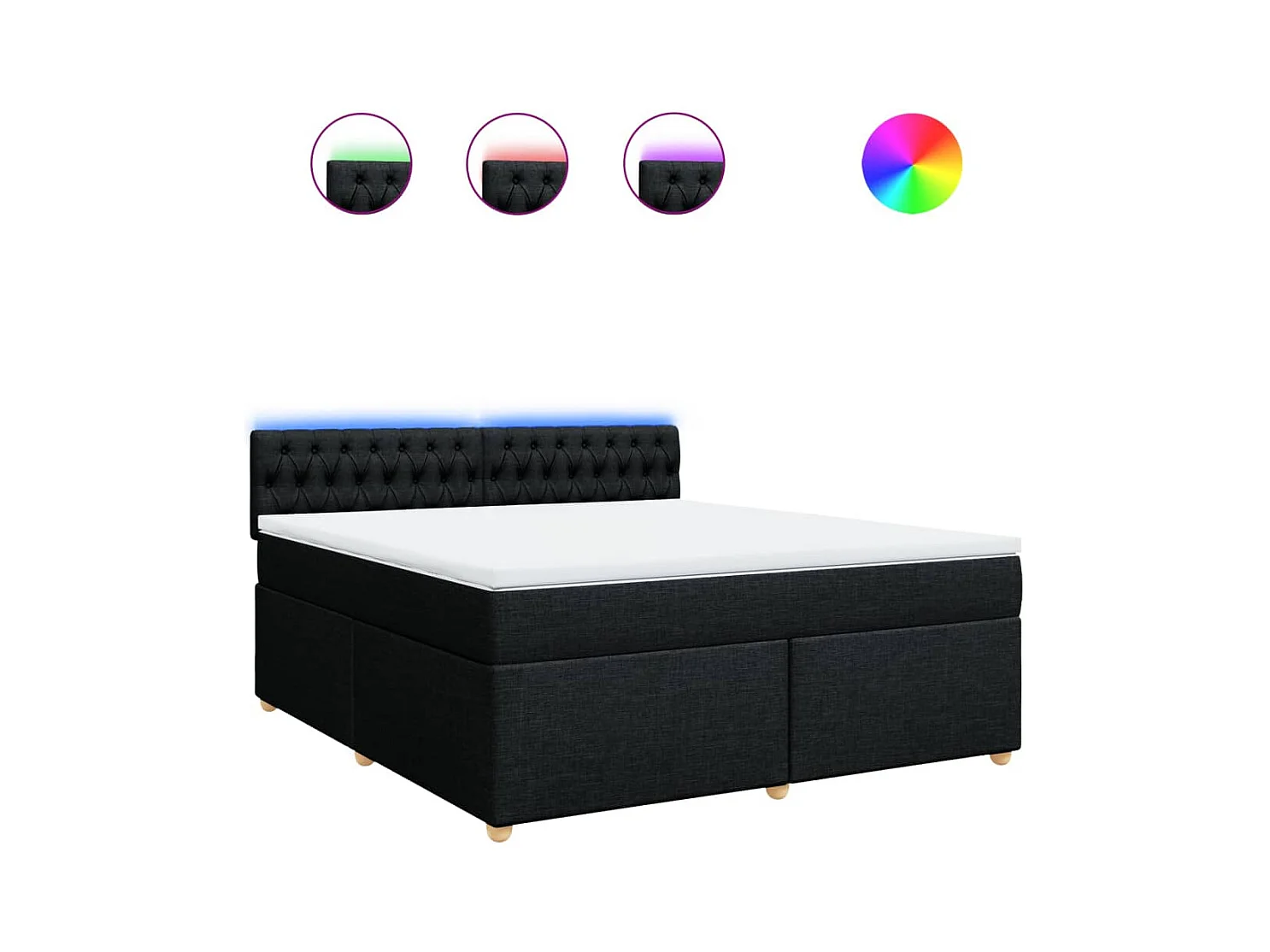 Sommier à lattes de lit avec matelas Noir 180x200 cm Tissu