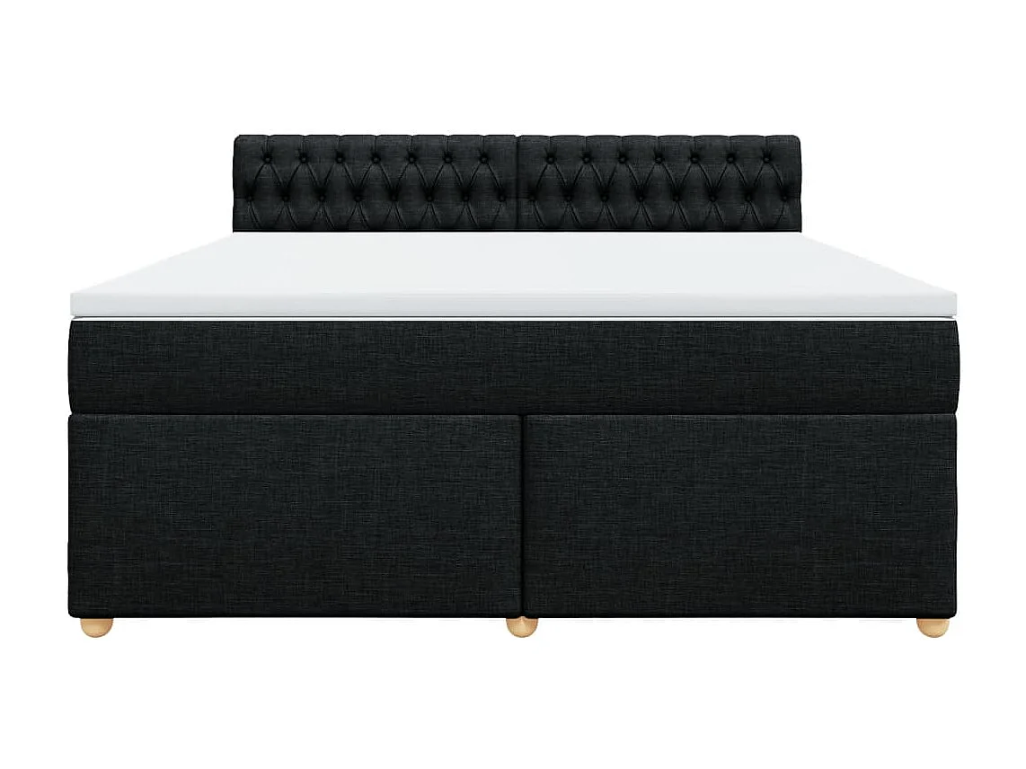 Sommier à lattes de lit avec matelas Noir 180x200 cm Tissu