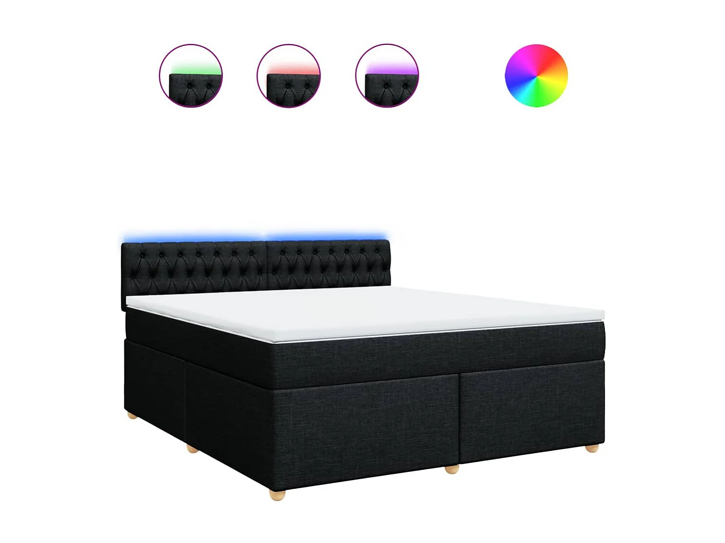 Sommier à lattes de lit avec matelas Noir 180x200 cm Tissu