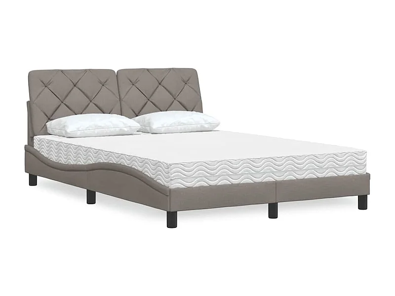 Bett mit Matratze Taupe 140x190 cm Stoff