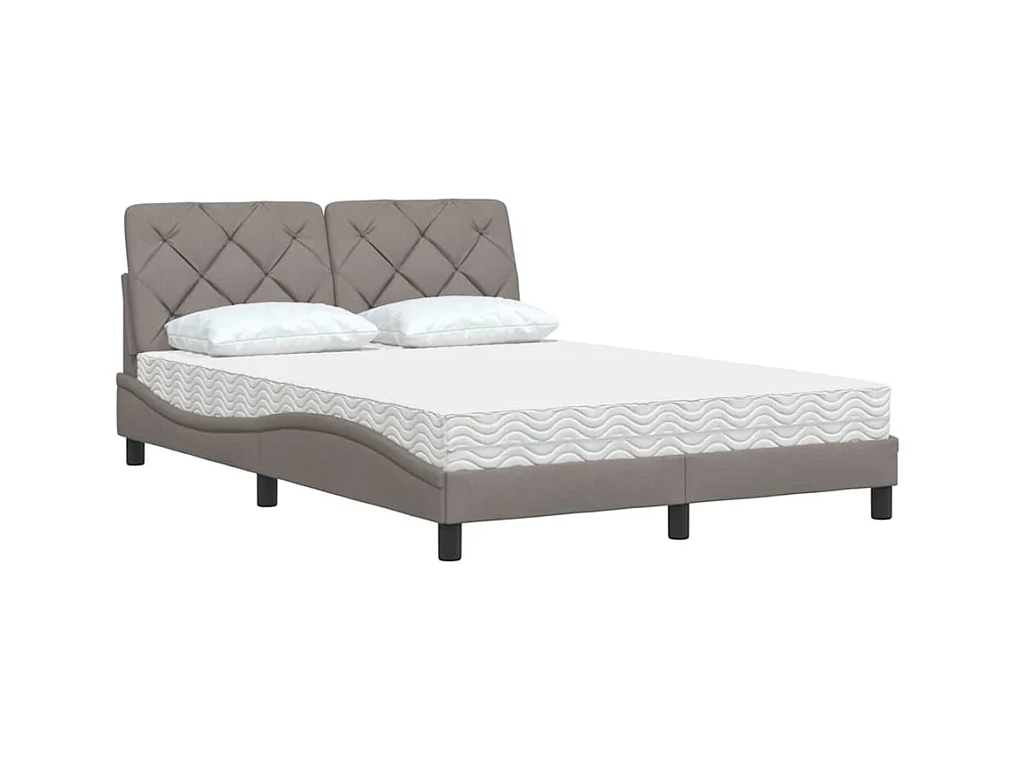 Bett mit Matratze Taupe 140x190 cm Stoff