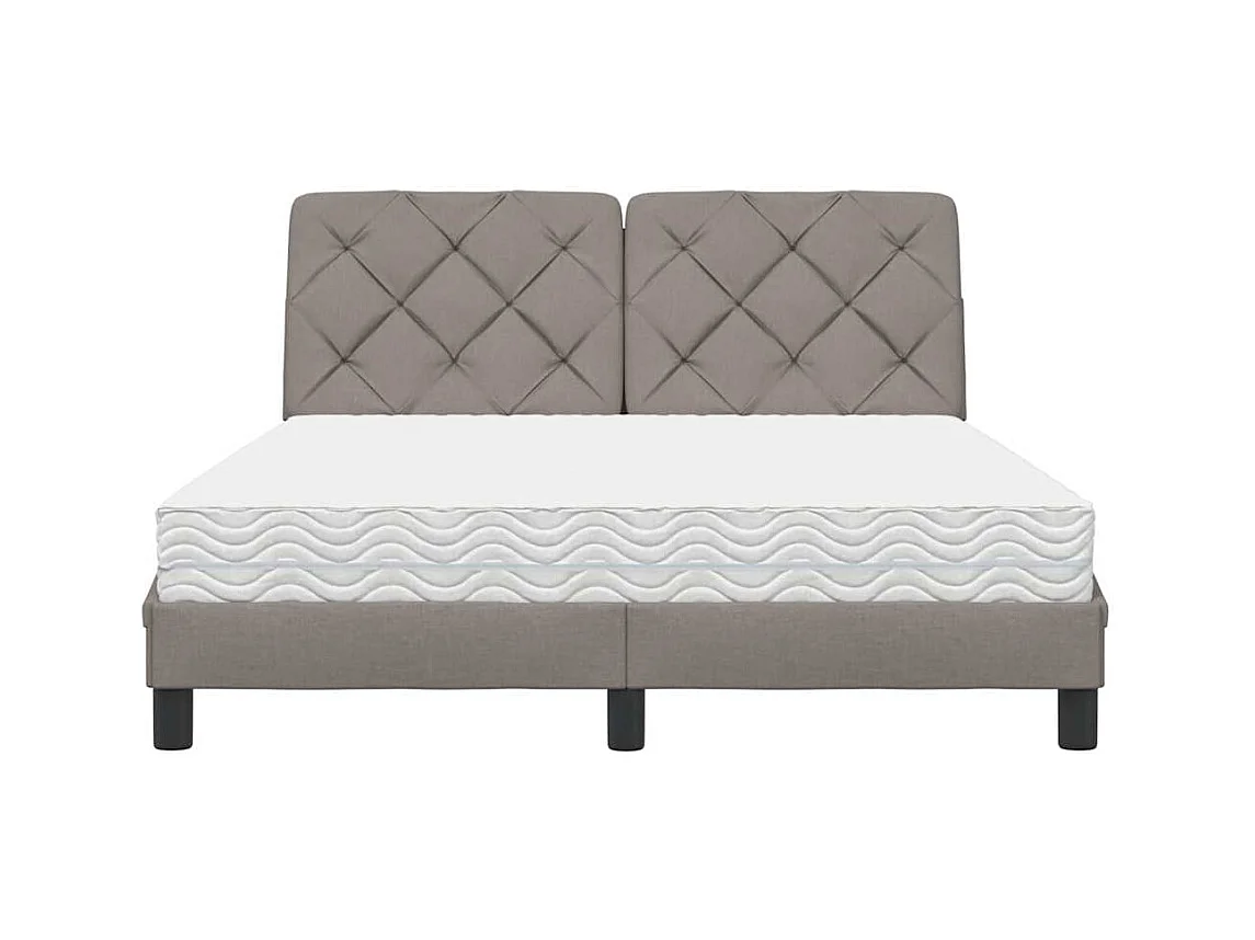 Bett mit Matratze Taupe 140x190 cm Stoff