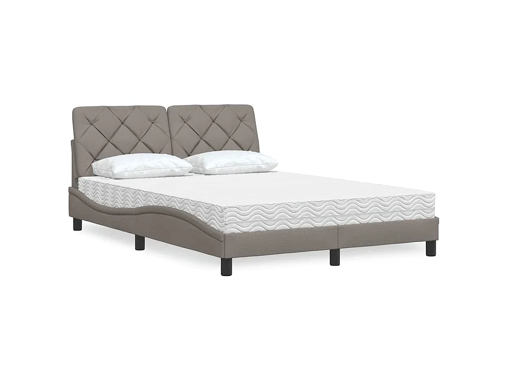 Lit avec matelas taupe 140x190 cm tissu