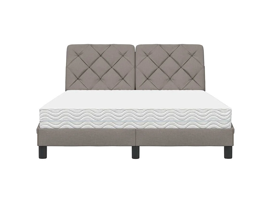 Lit avec matelas taupe 140x190 cm tissu
