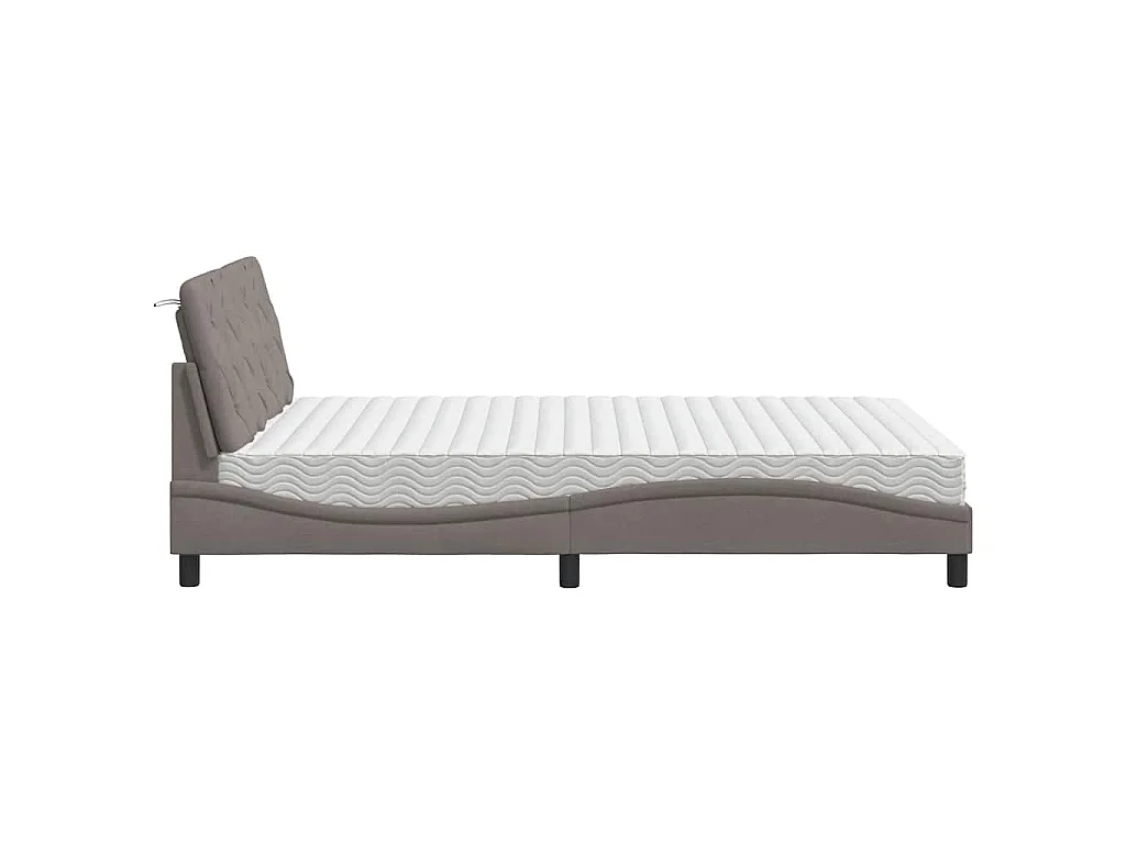 Lit avec matelas taupe 140x190 cm tissu