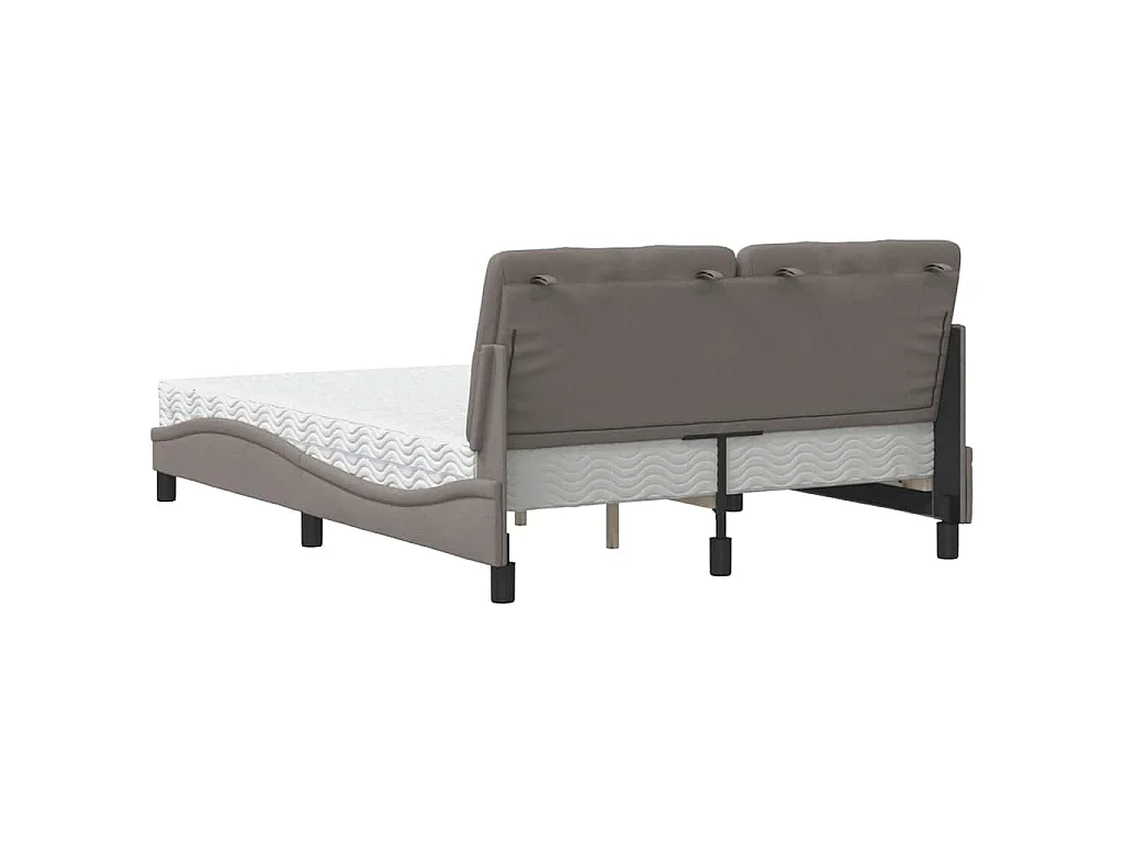 Lit avec matelas taupe 140x190 cm tissu
