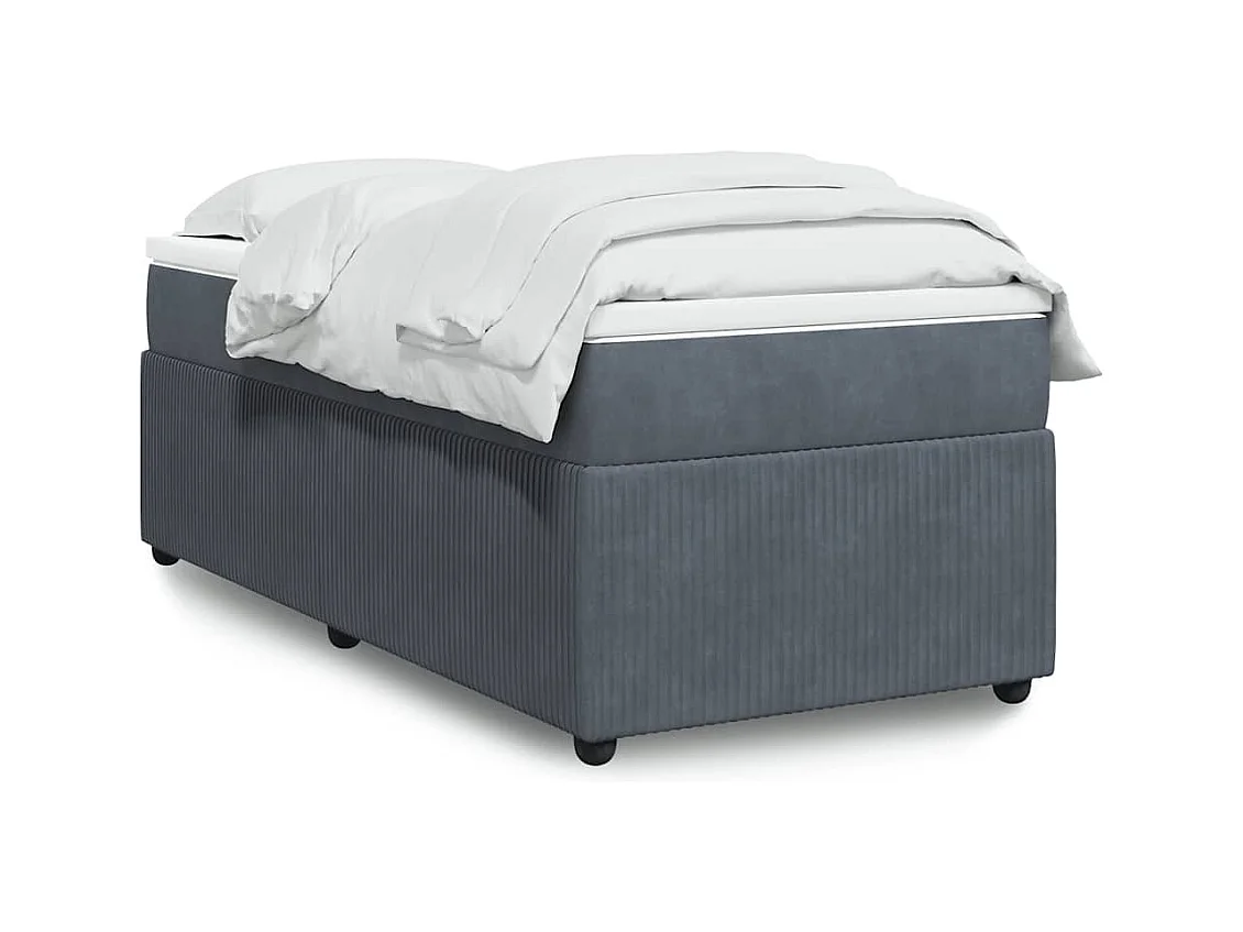 Boxspringbett mit Matratze Dunkelgrau 90x190 cm Samt