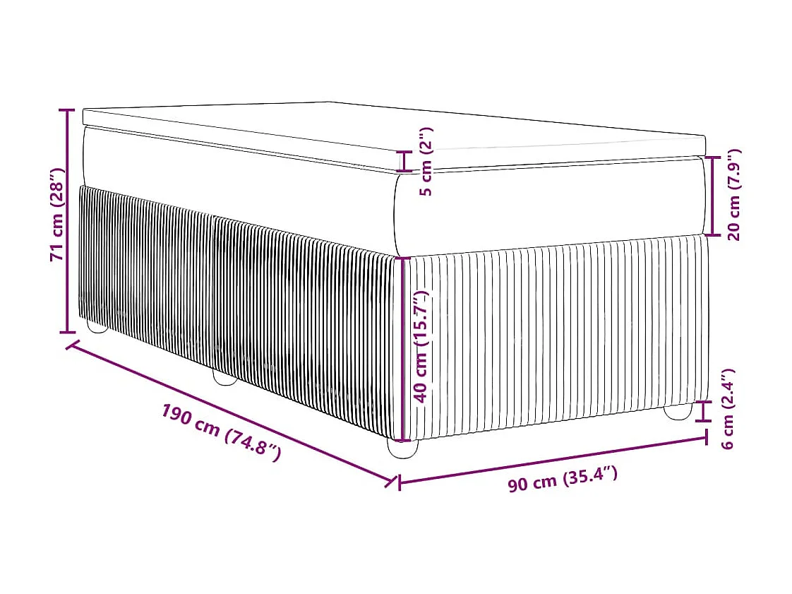 Boxspringbett mit Matratze Dunkelgrau 90x190 cm Samt