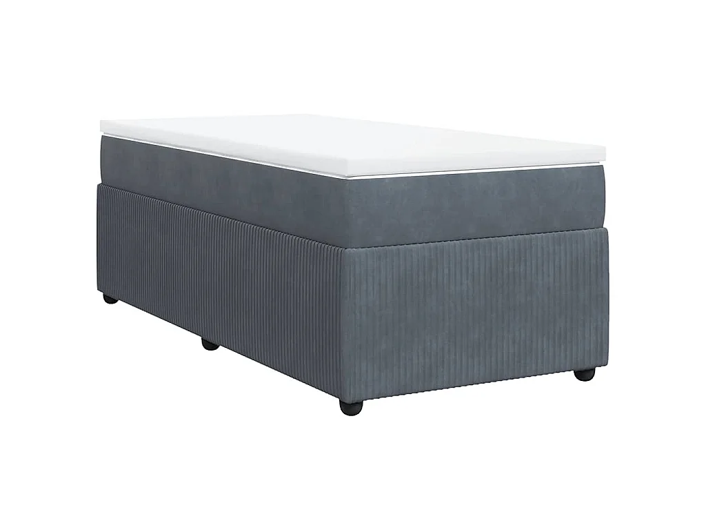 Cama box spring con colchón terciopelo gris oscuro 90x190 cm