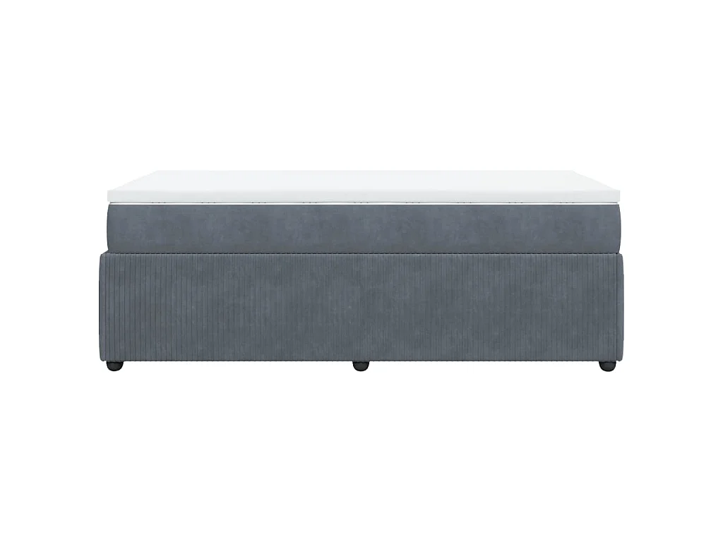 Cama box spring con colchón terciopelo gris oscuro 90x190 cm