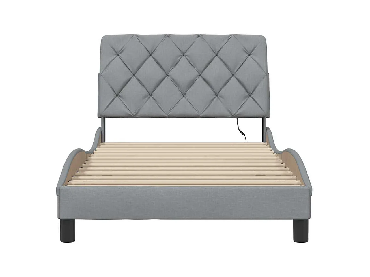 Bettgestell mit LED ohne Matratze Hellgrau 100x200 cm Stoff