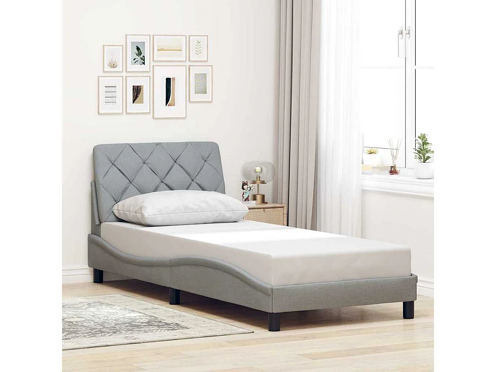 Giroletto con LED senza Materasso Grigio Chiaro 100x200 cm