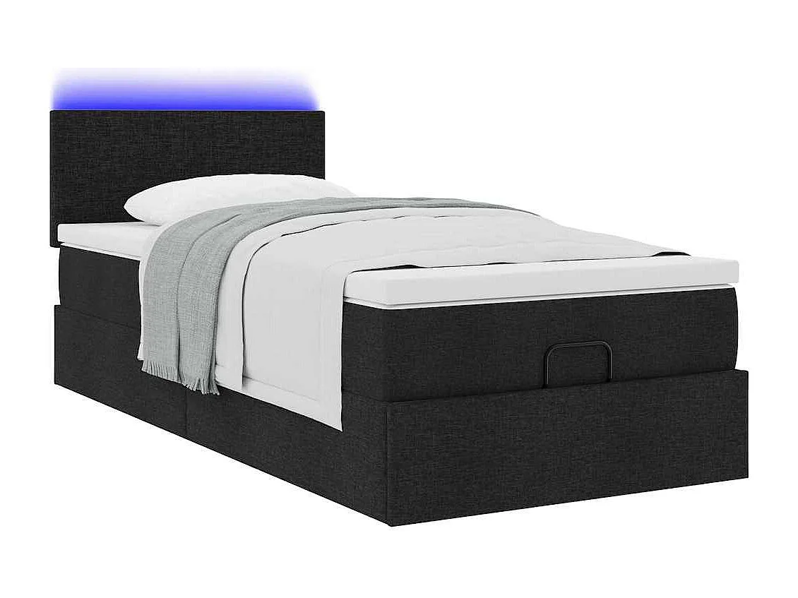 Ottoman bed met matras en LED's 90x190cm stof zwart