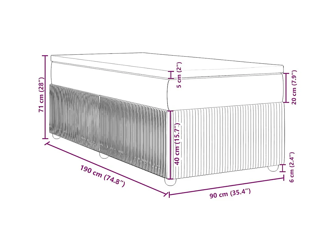 Boxspringbett mit Matratze Dunkelbraun 90x190 cm Stoff