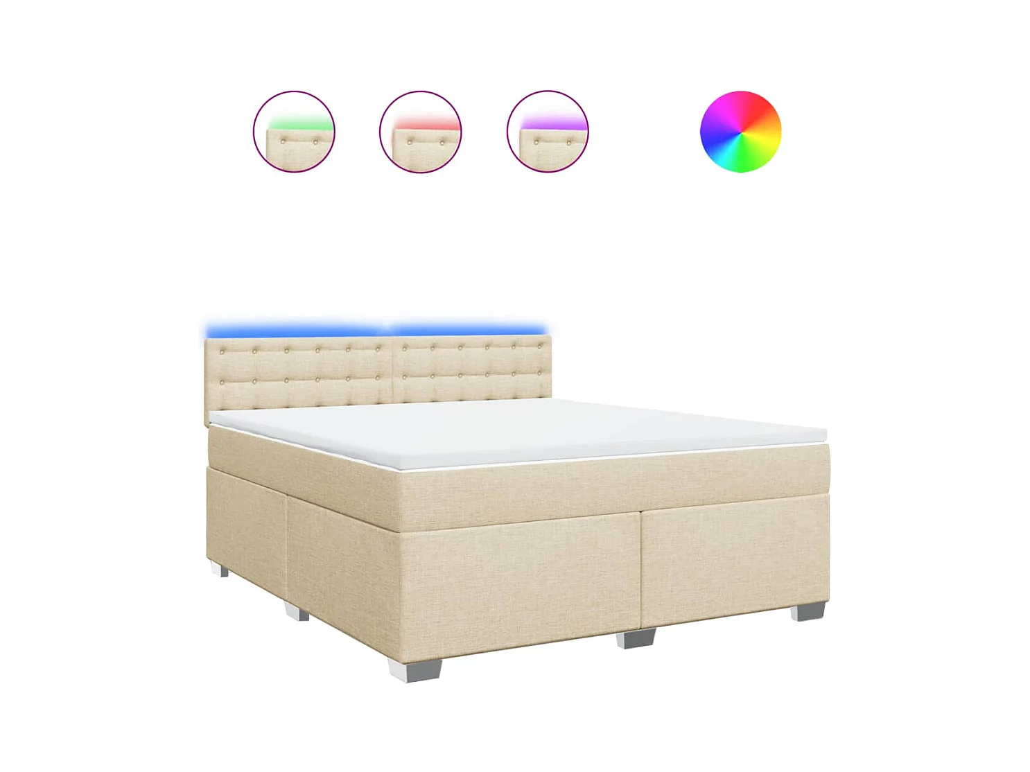 Sommier à lattes de lit avec matelas Crème 180x200 cm Tissu