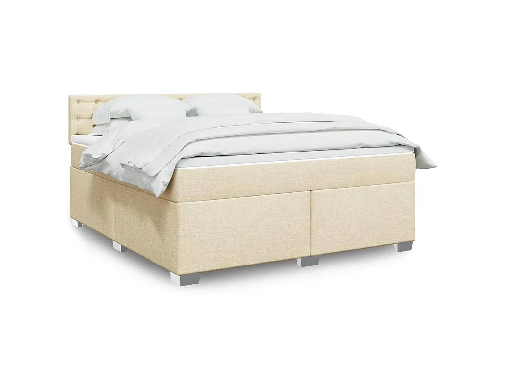 Giroletto a Molle con Materasso Crema 180x200 cm in Tessuto