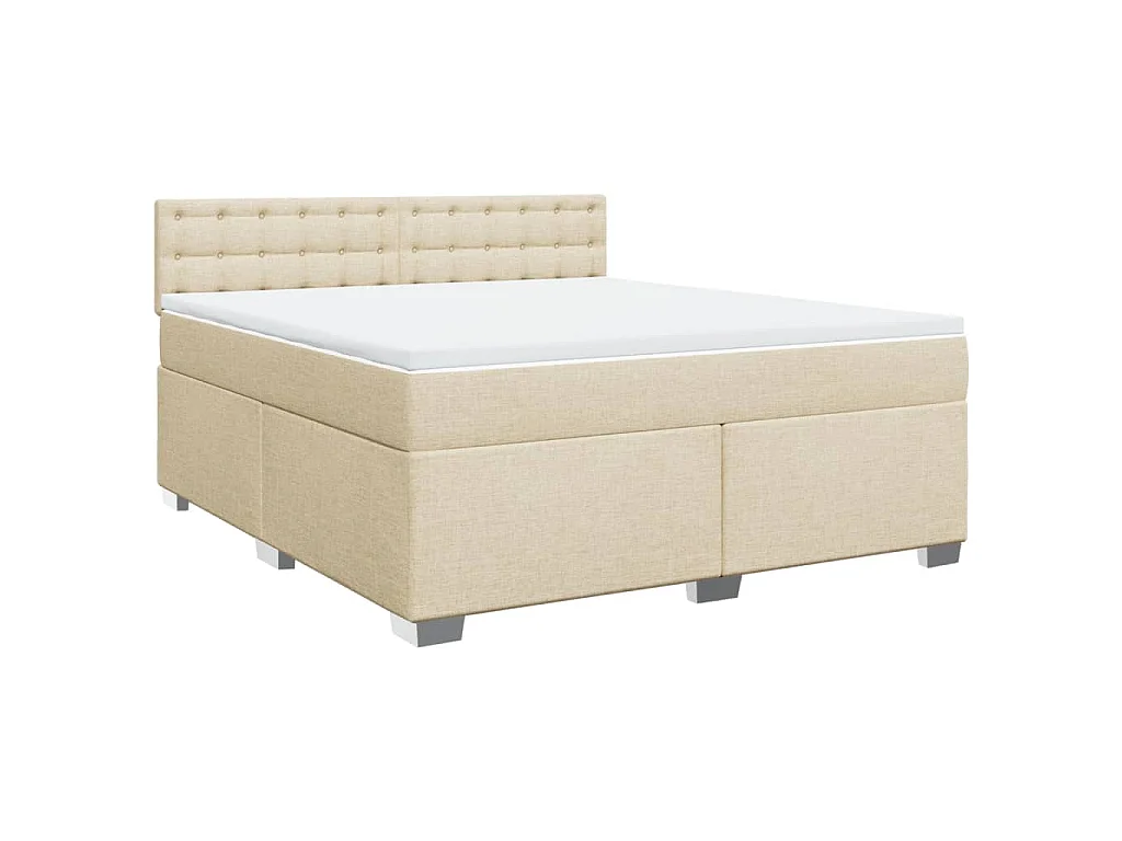 Sommier à lattes de lit avec matelas Crème 180x200 cm Tissu